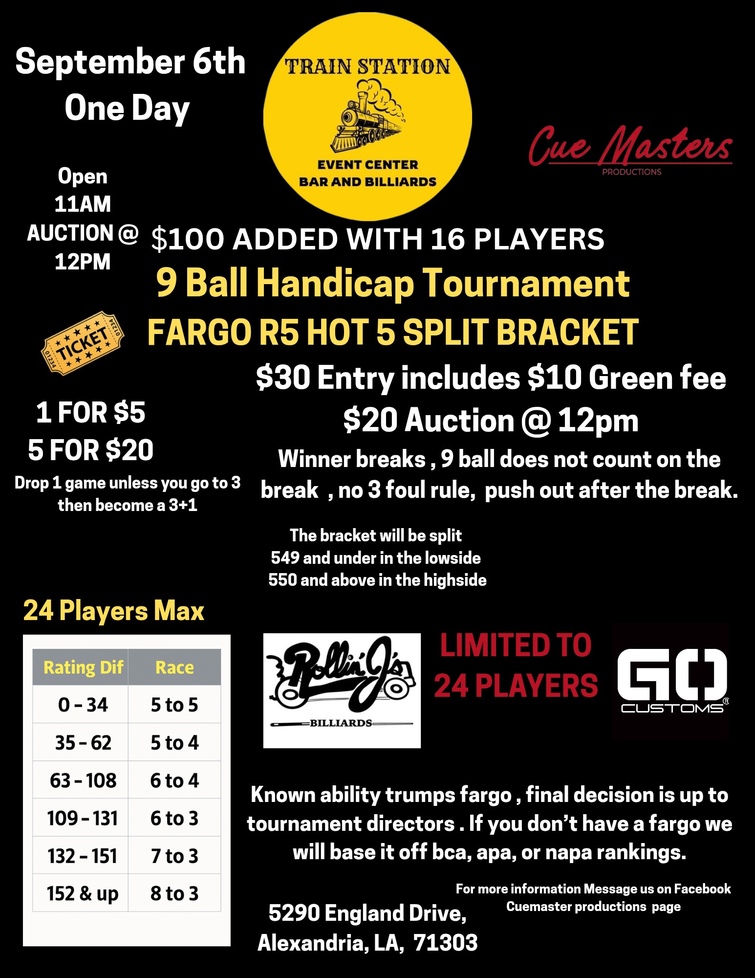 Tournament flyer / rules image